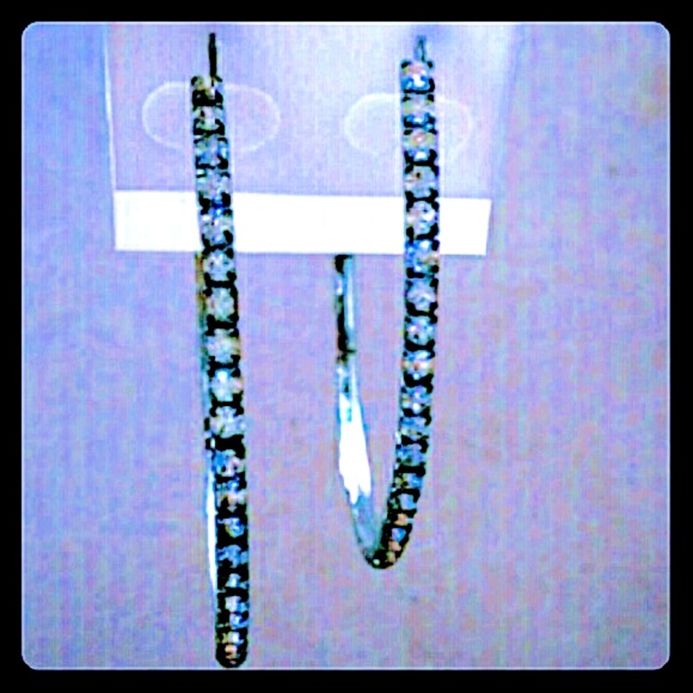 Brand New grey metal bling hoops